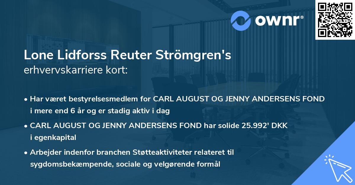 Lone Lidforss Reuter Strömgren's erhvervskarriere kort