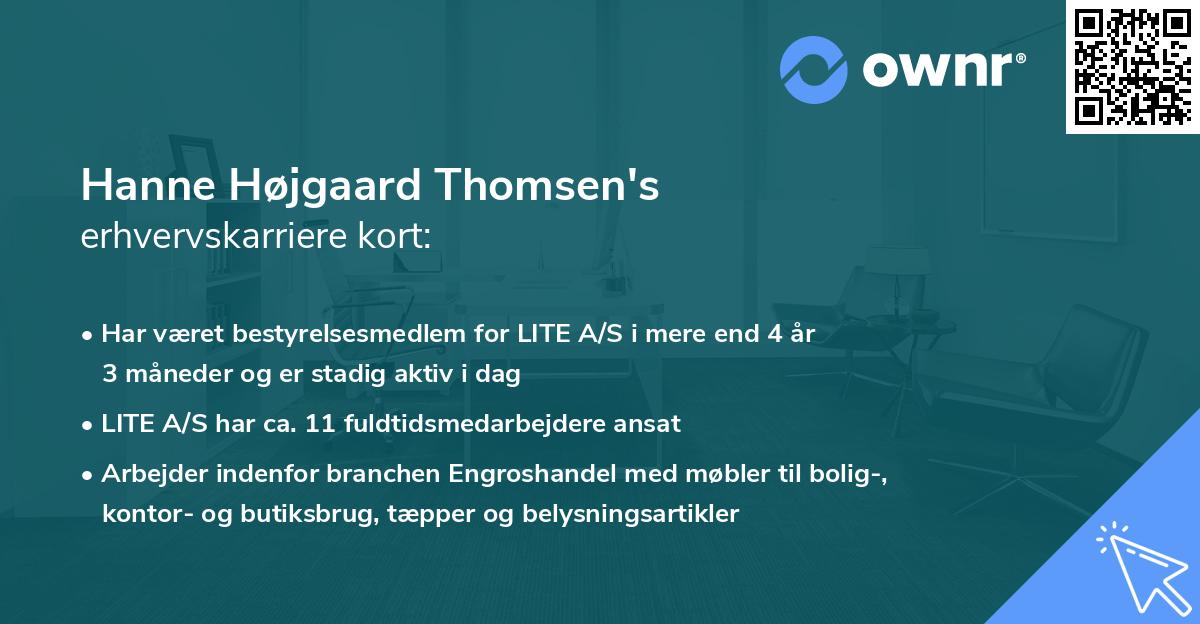 Hanne Højgaard Thomsen's erhvervskarriere kort