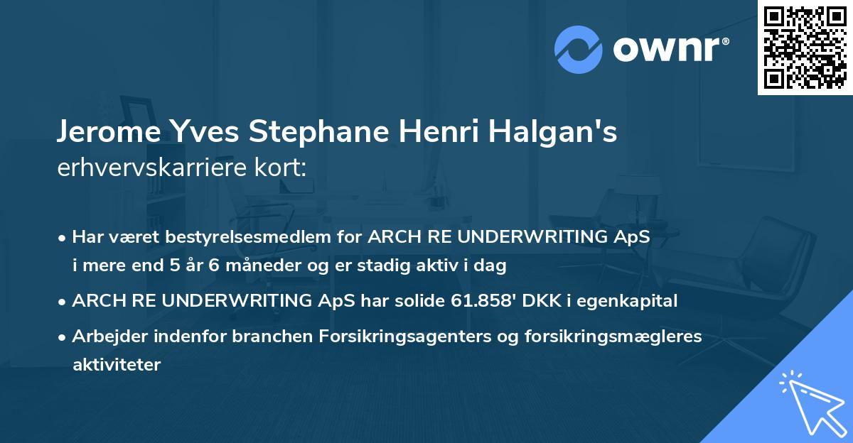 Jerome Yves Stephane Henri Halgan's erhvervskarriere kort