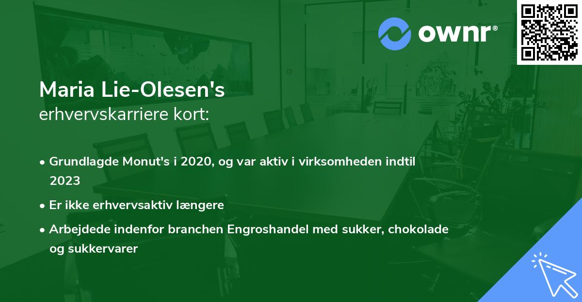 Maria Lie-Olesen's erhvervskarriere kort