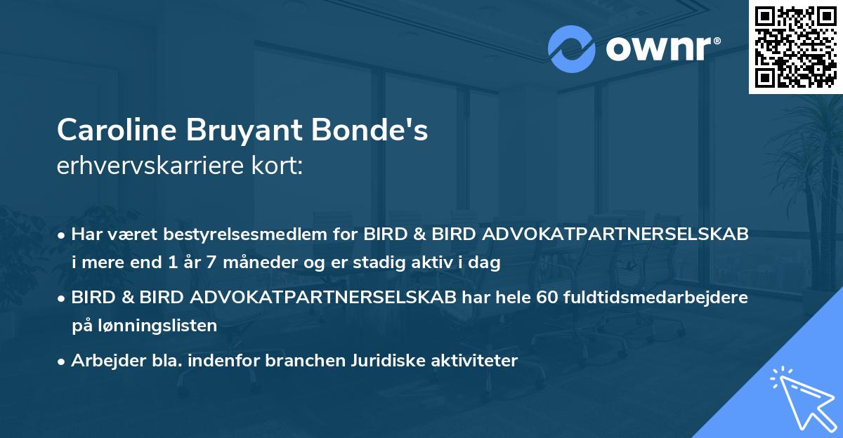Caroline Bruyant Bonde's erhvervskarriere kort