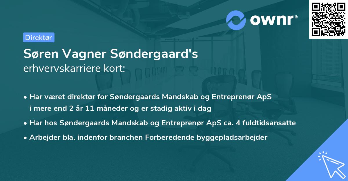 Søren Vagner Søndergaard's erhvervskarriere kort