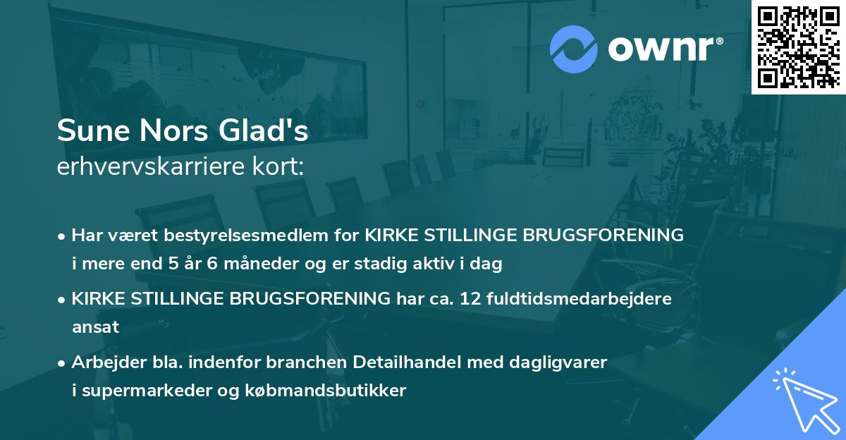 Sune Nors Glad's erhvervskarriere kort