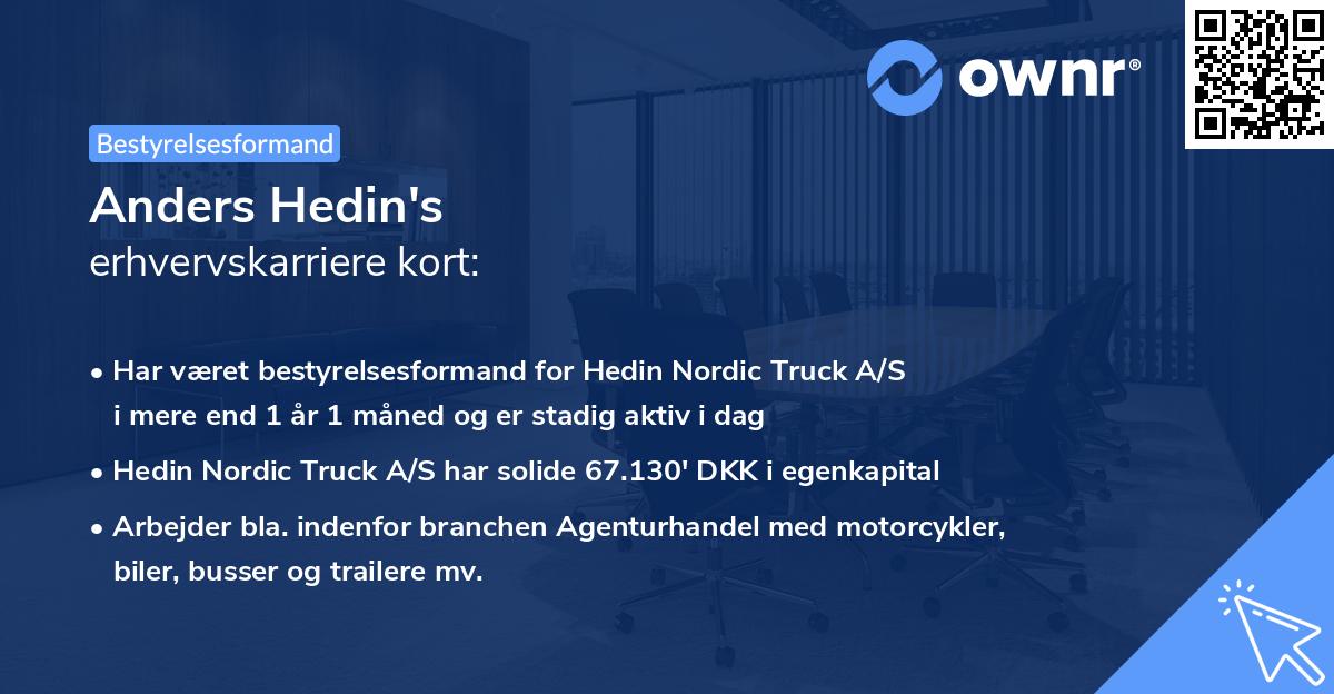 Anders Hedin's erhvervskarriere kort