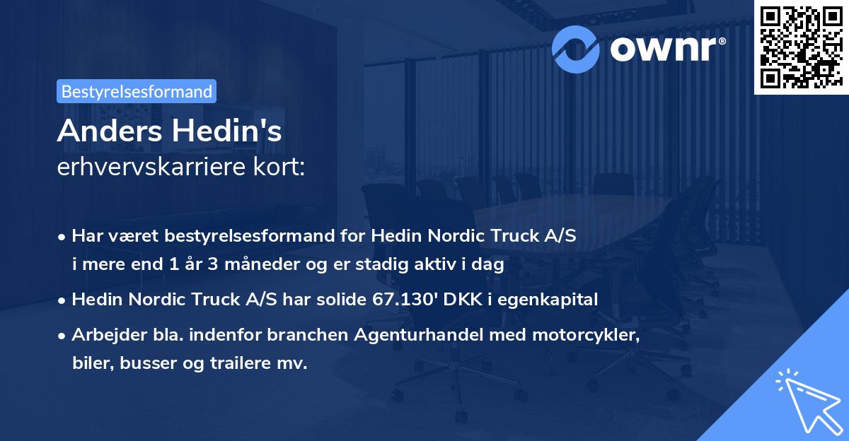 Anders Hedin's erhvervskarriere kort