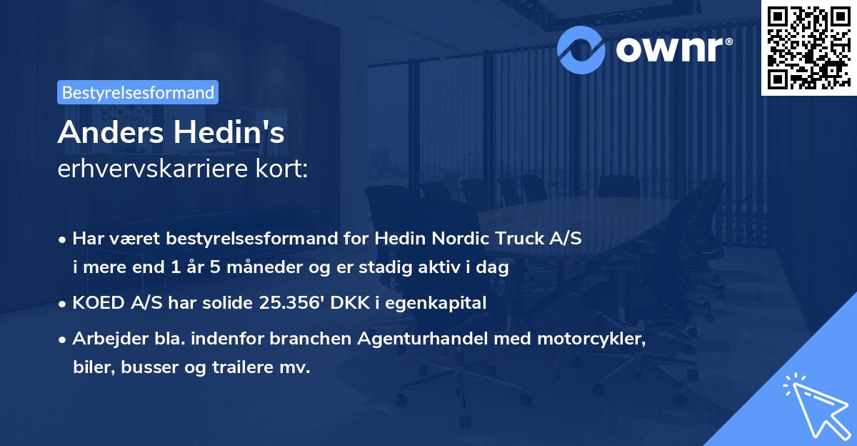 Anders Hedin's erhvervskarriere kort