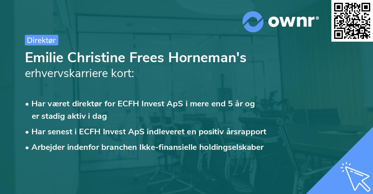 Emilie Christine Frees Horneman's erhvervskarriere kort