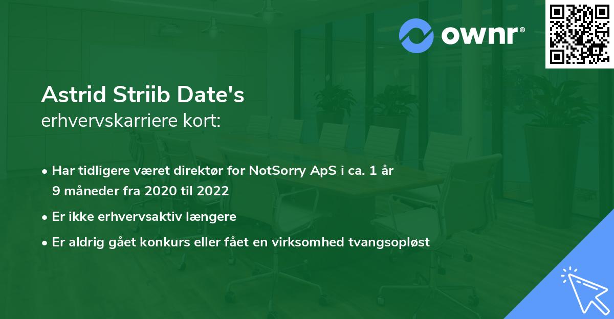 Astrid Striib Date's erhvervskarriere kort