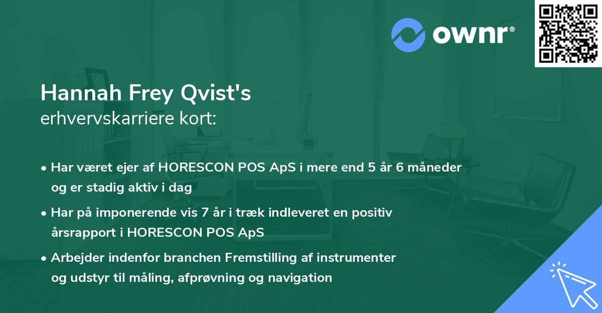 Hannah Frey Qvist's erhvervskarriere kort