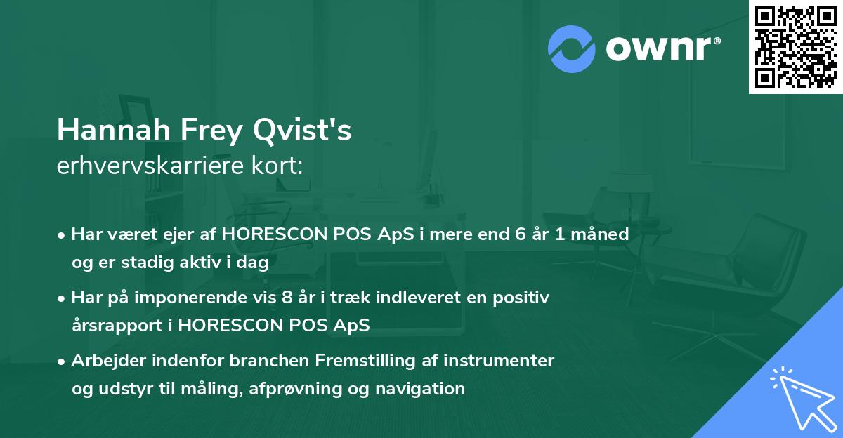 Hannah Frey Qvist's erhvervskarriere kort