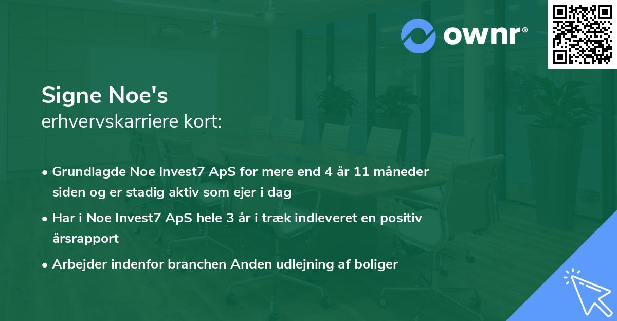 Signe Noe's erhvervskarriere kort