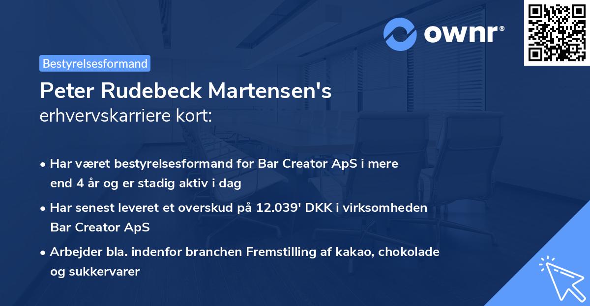 Peter Rudebeck Martensen's erhvervskarriere kort
