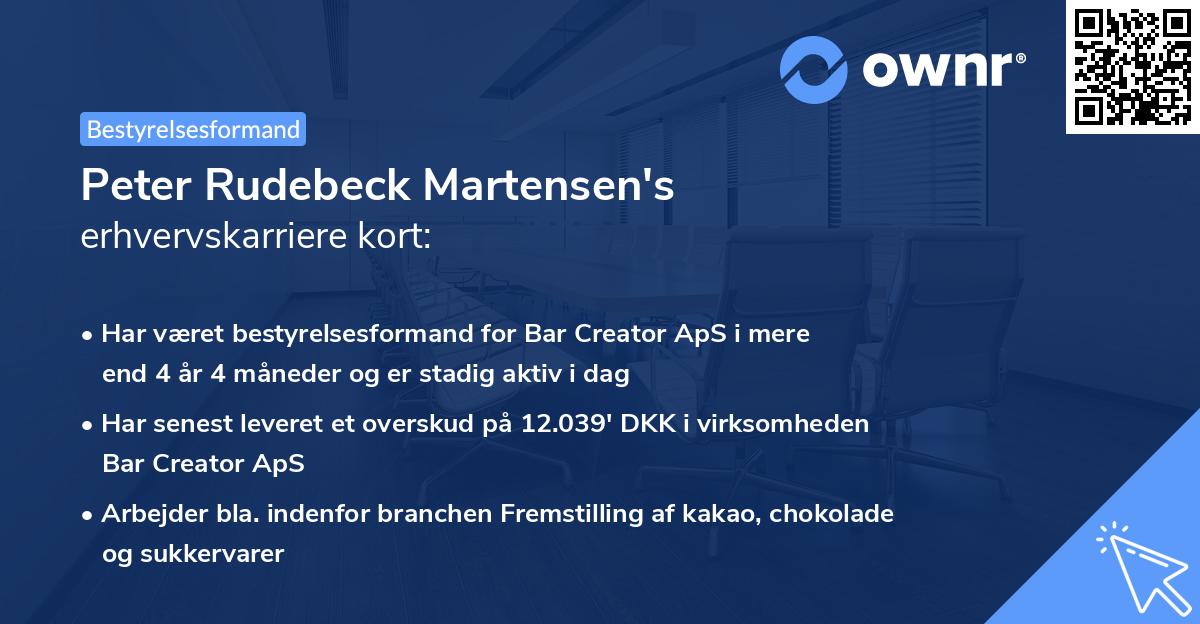 Peter Rudebeck Martensen's erhvervskarriere kort