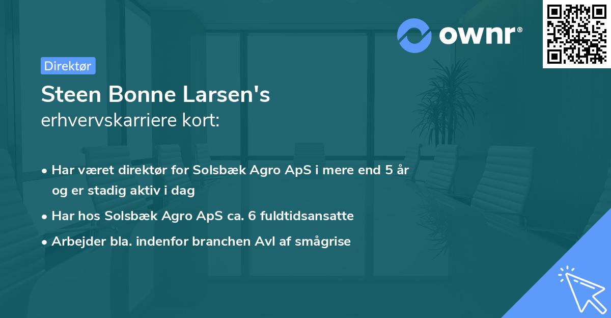 Steen Bonne Larsen's erhvervskarriere kort