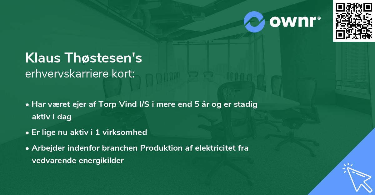 Klaus Thøstesen's erhvervskarriere kort