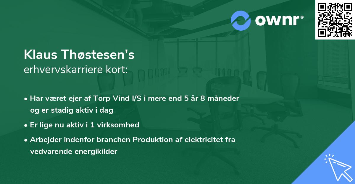 Klaus Thøstesen's erhvervskarriere kort