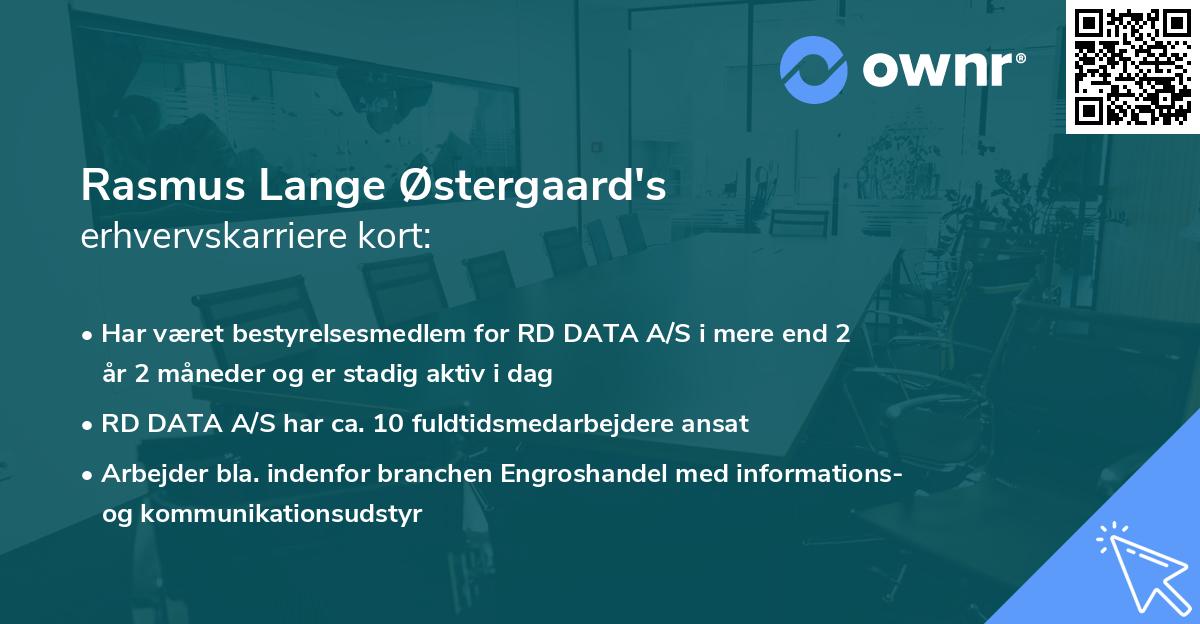 Rasmus Lange Østergaard's erhvervskarriere kort