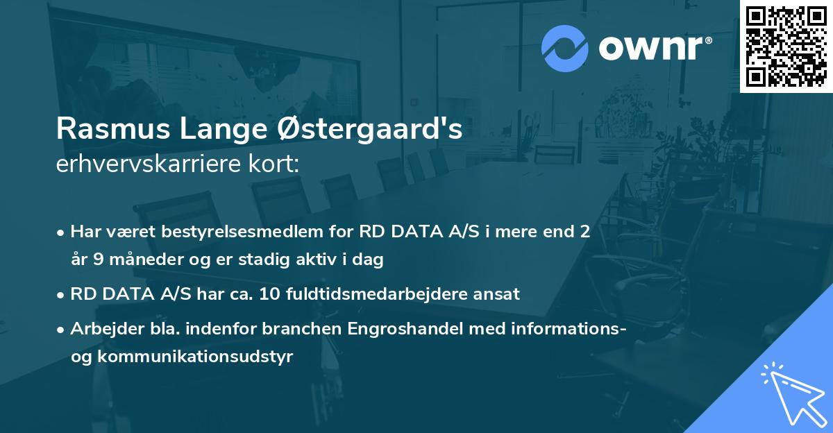 Rasmus Lange Østergaard's erhvervskarriere kort