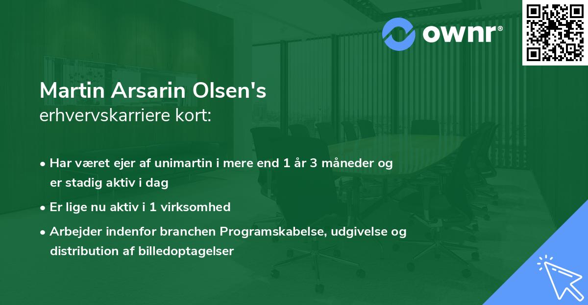 Martin Arsarin Olsen's erhvervskarriere kort