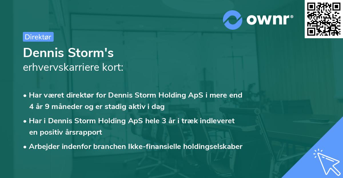 Dennis Storm's erhvervskarriere kort