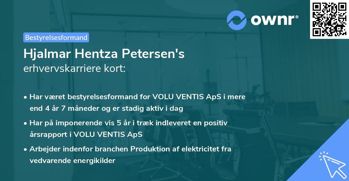 Hjalmar Hentza Petersen's erhvervskarriere kort