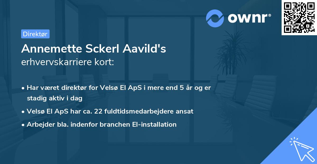 Annemette Sckerl Aavild's erhvervskarriere kort