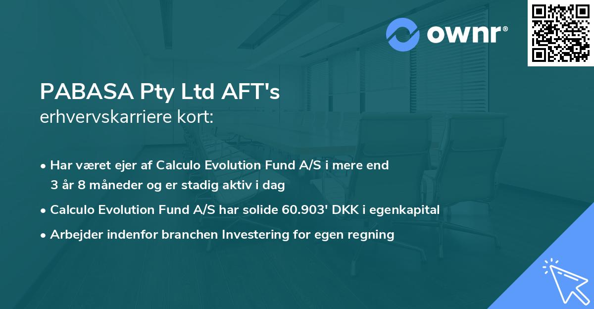 PABASA Pty Ltd AFT's erhvervskarriere kort