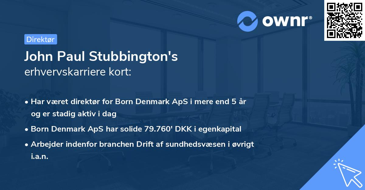 John Paul Stubbington's erhvervskarriere kort