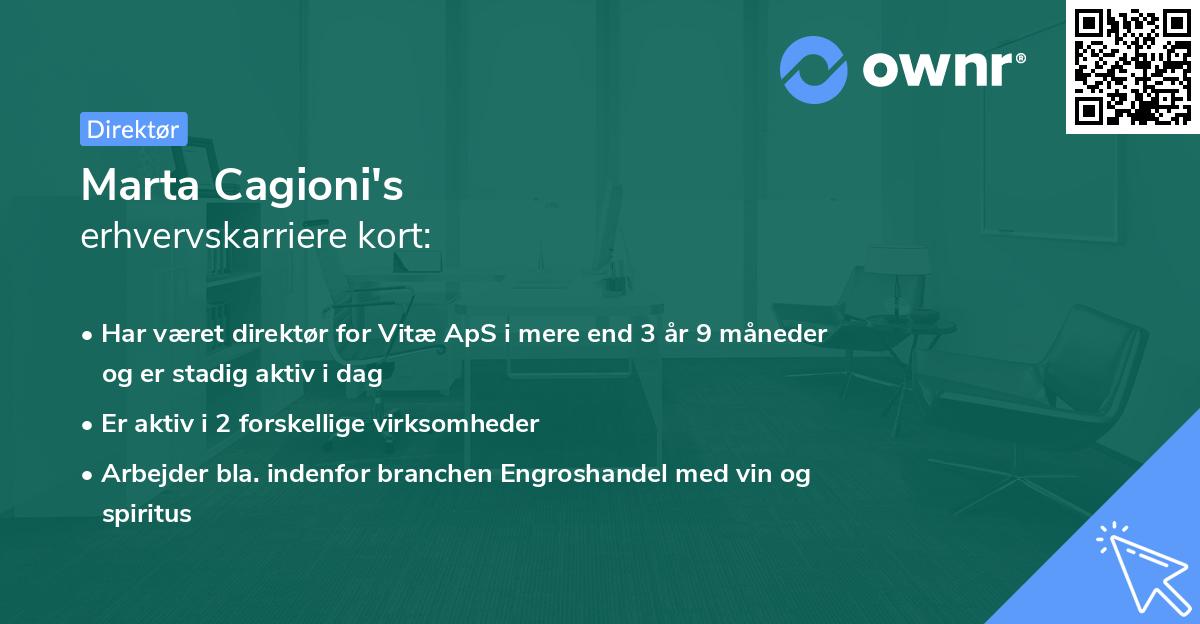 Marta Cagioni's erhvervskarriere kort