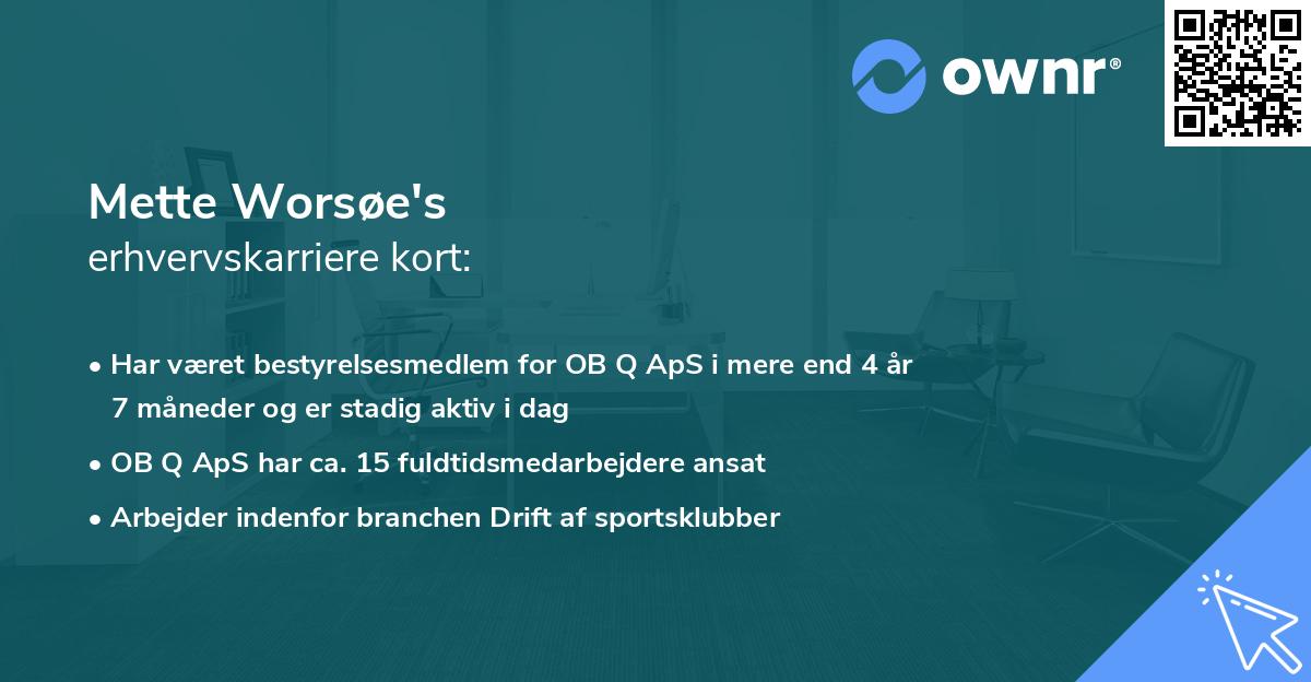 Mette Worsøe's erhvervskarriere kort