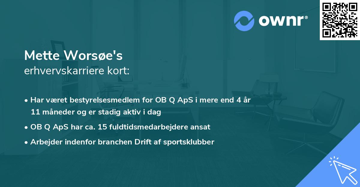 Mette Worsøe's erhvervskarriere kort