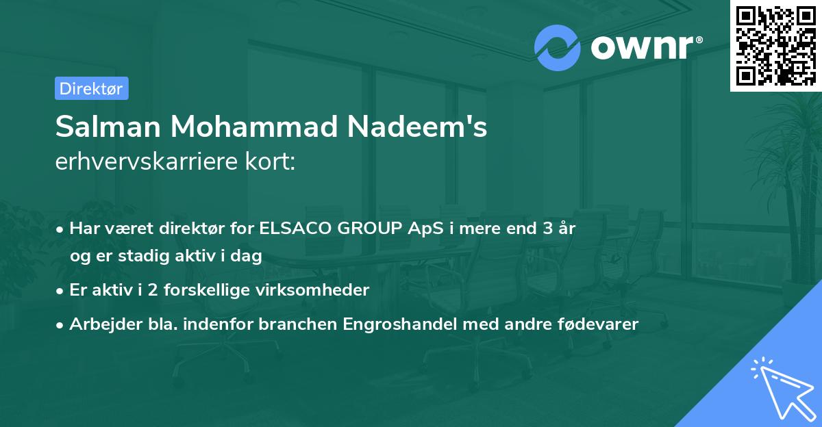 Salman Mohammad Nadeem's erhvervskarriere kort