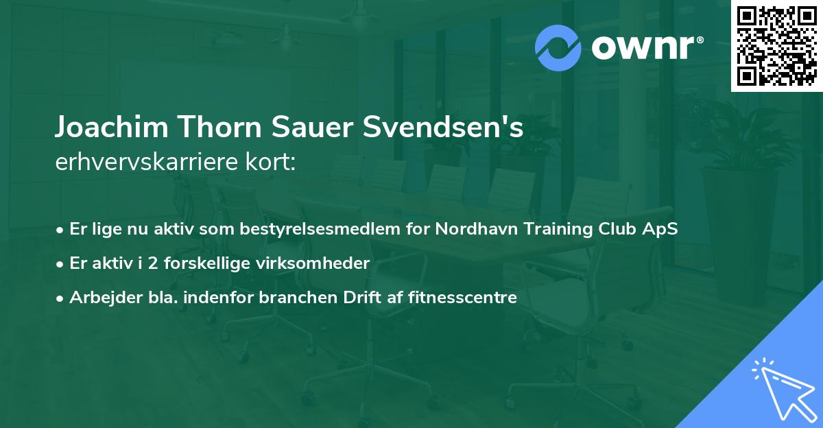 Joachim Thorn Sauer Svendsen's erhvervskarriere kort