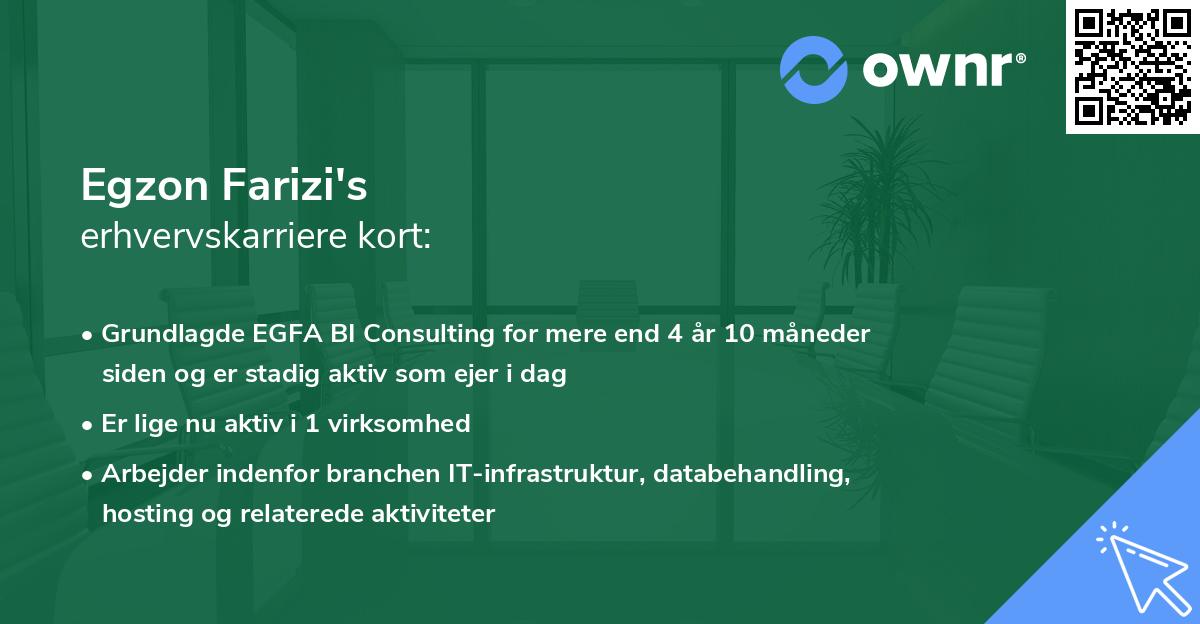 Egzon Farizi's erhvervskarriere kort