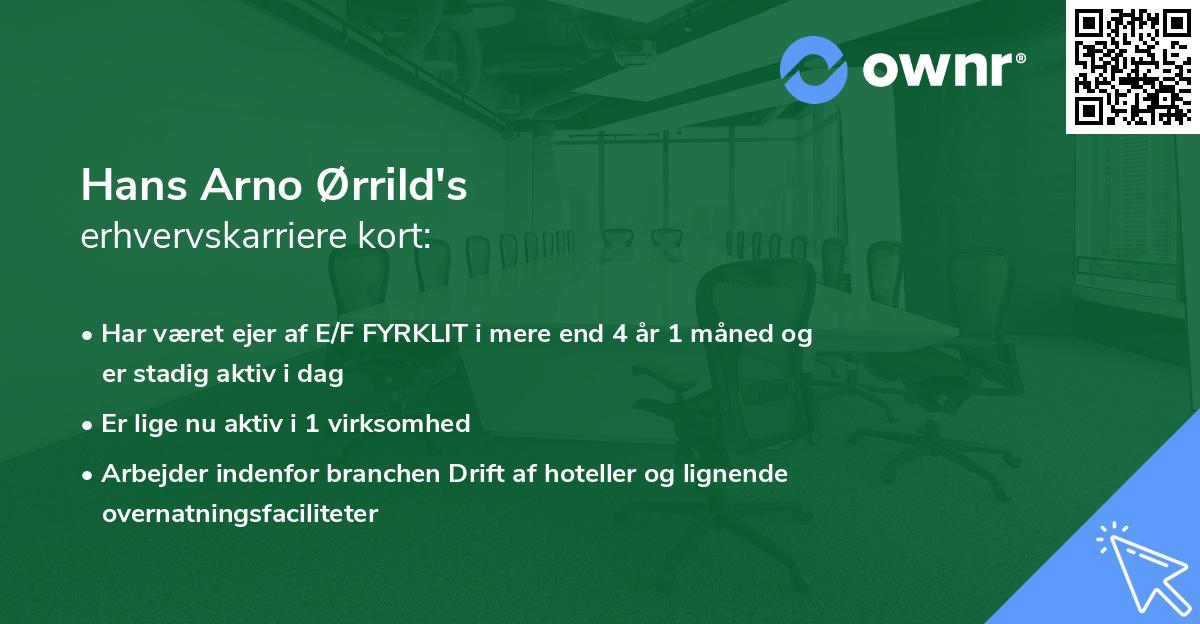 Hans Arno Ørrild's erhvervskarriere kort