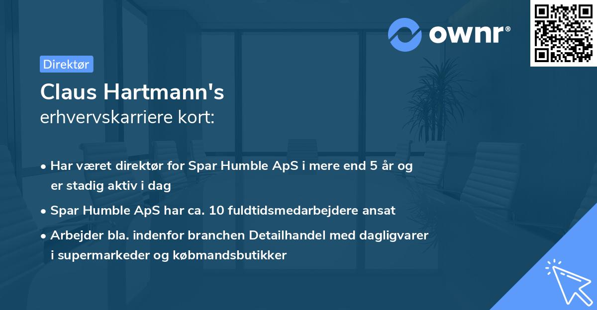 Claus Hartmann's erhvervskarriere kort