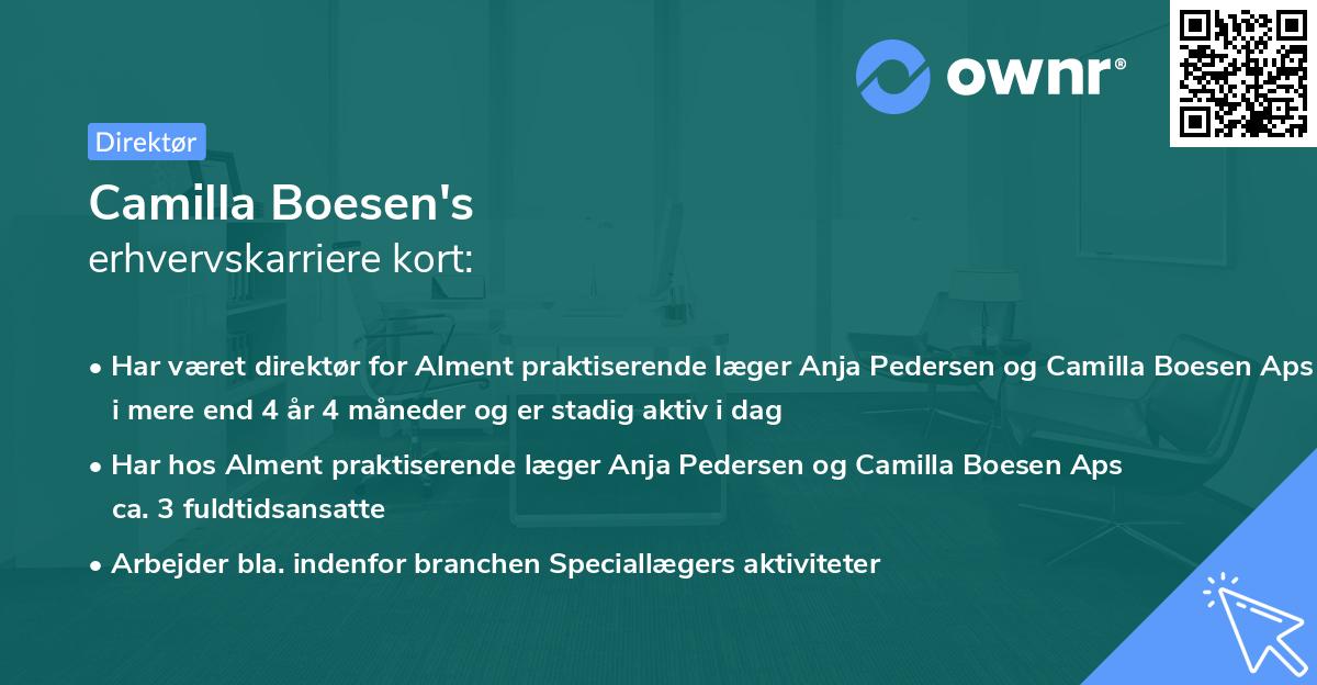 Camilla Boesen's erhvervskarriere kort