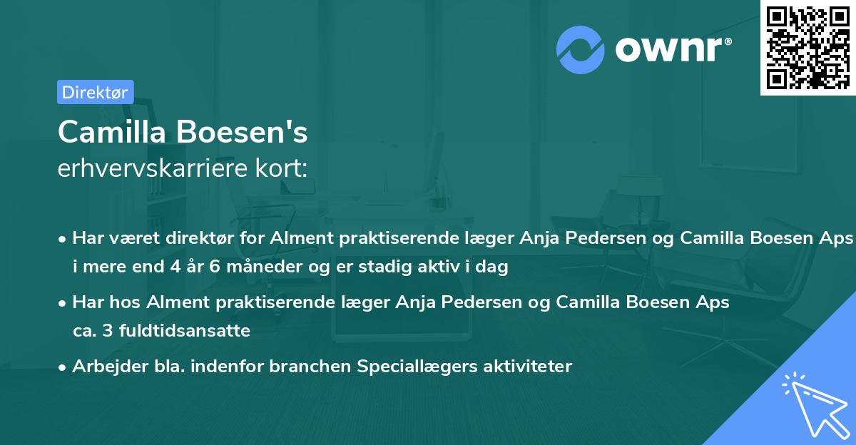 Camilla Boesen's erhvervskarriere kort