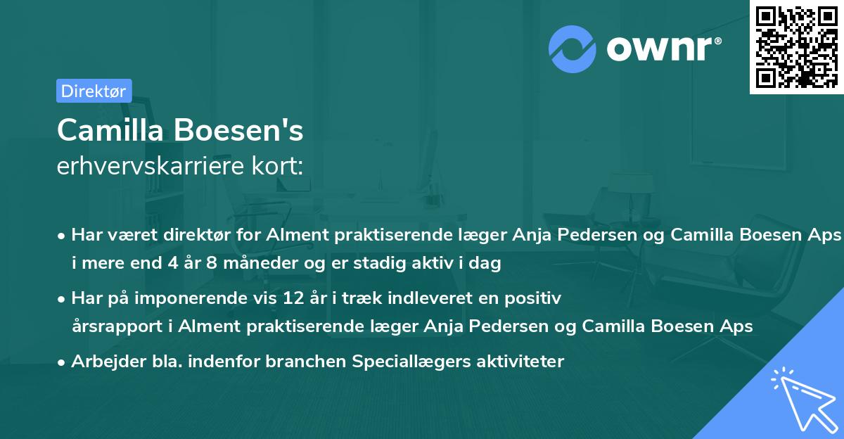 Camilla Boesen's erhvervskarriere kort