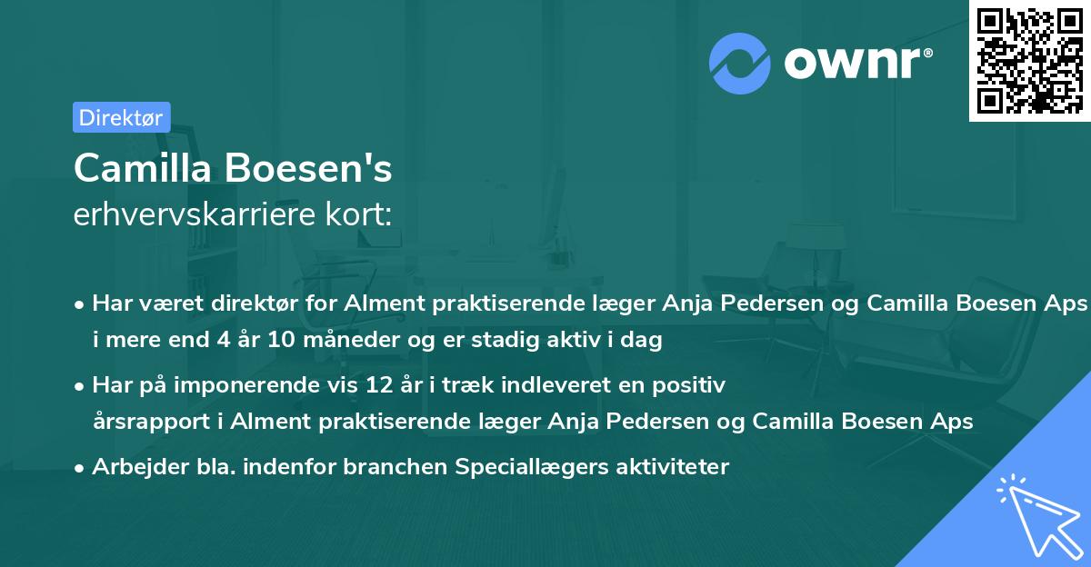 Camilla Boesen's erhvervskarriere kort