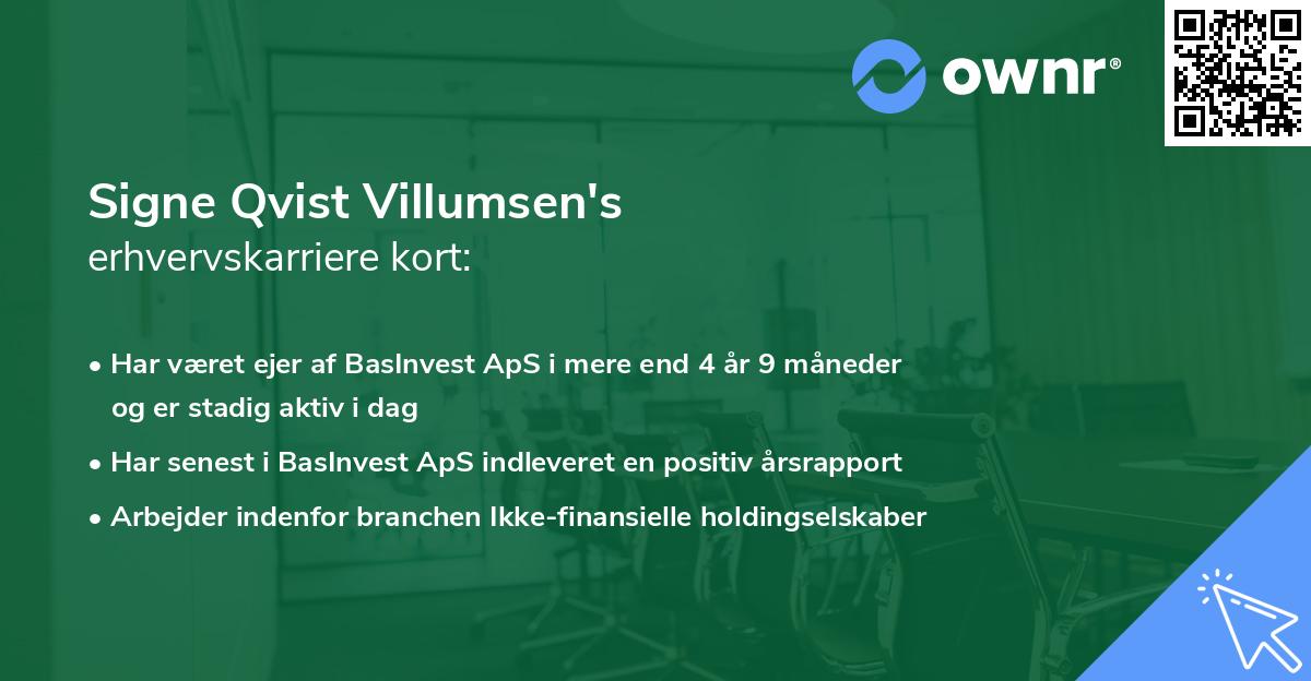 Signe Qvist Villumsen's erhvervskarriere kort