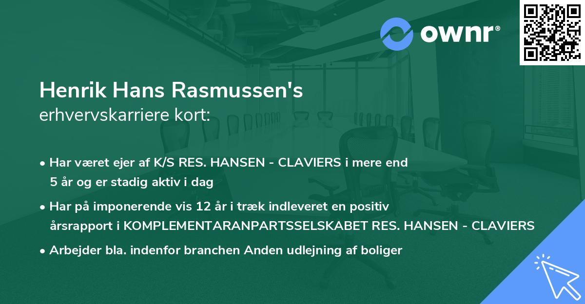 Henrik Hans Rasmussen's erhvervskarriere kort