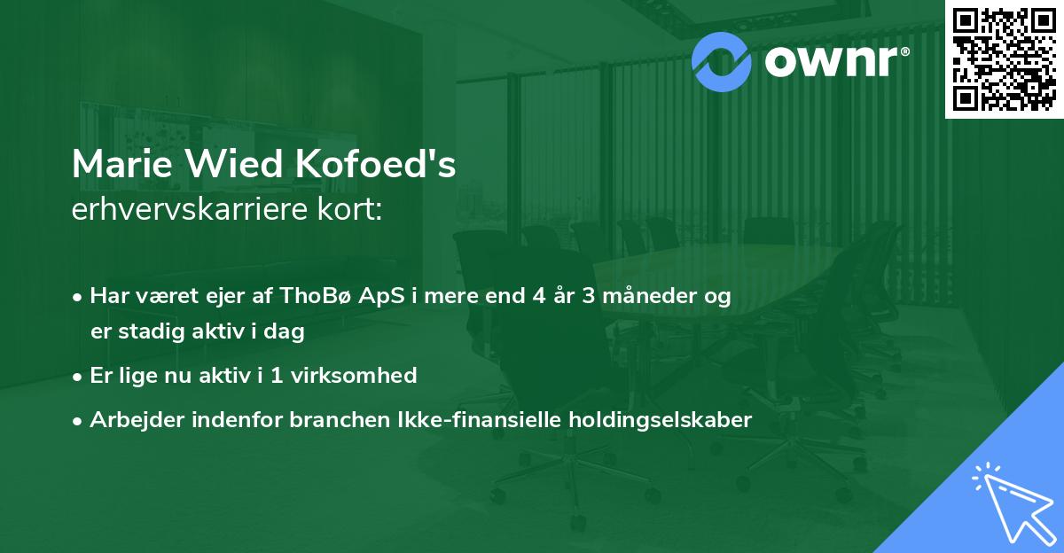 Marie Wied Kofoed's erhvervskarriere kort
