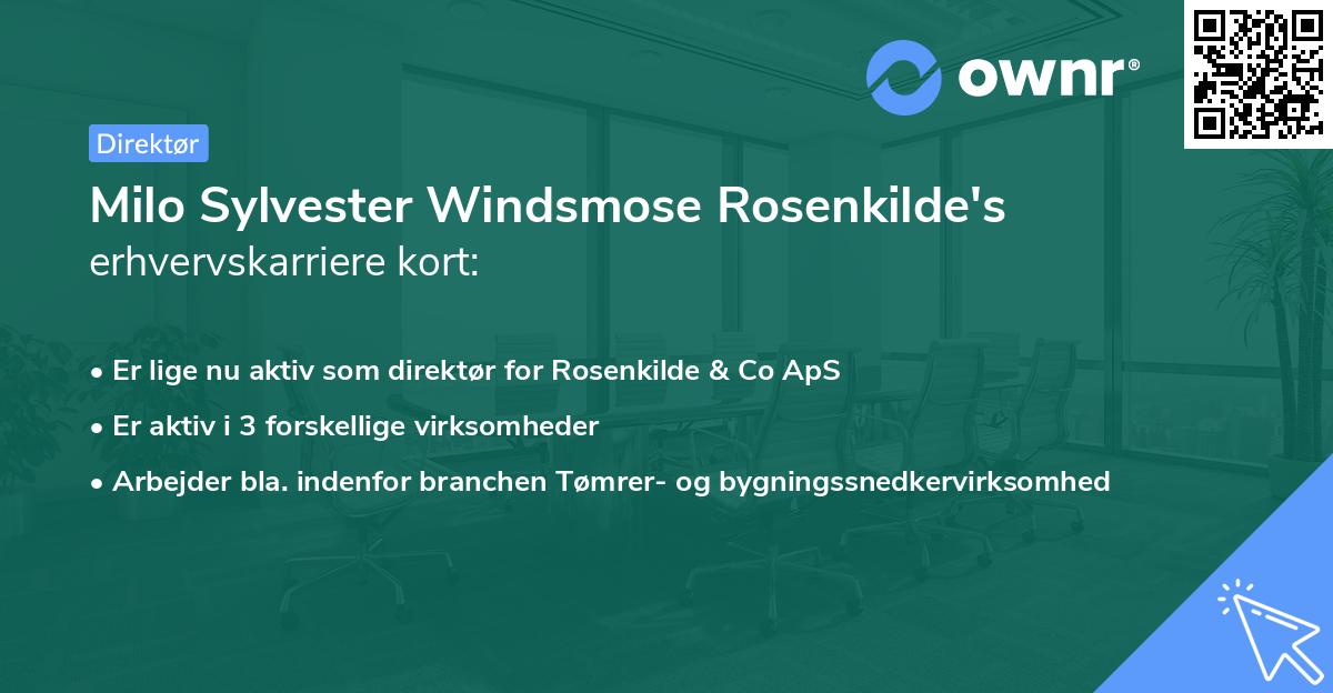 Milo Sylvester Windsmose Rosenkilde's erhvervskarriere kort