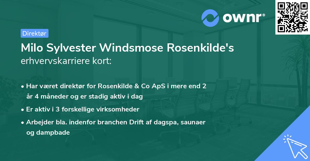 Milo Sylvester Windsmose Rosenkilde's erhvervskarriere kort