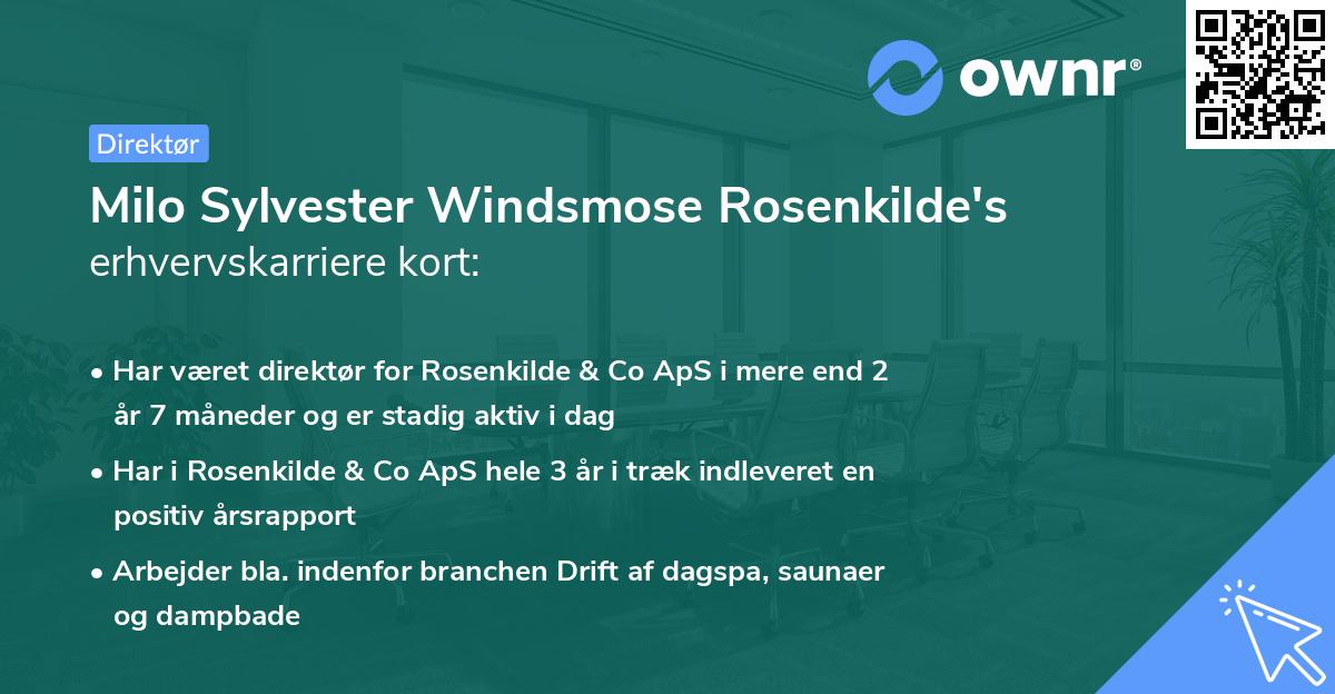 Milo Sylvester Windsmose Rosenkilde's erhvervskarriere kort
