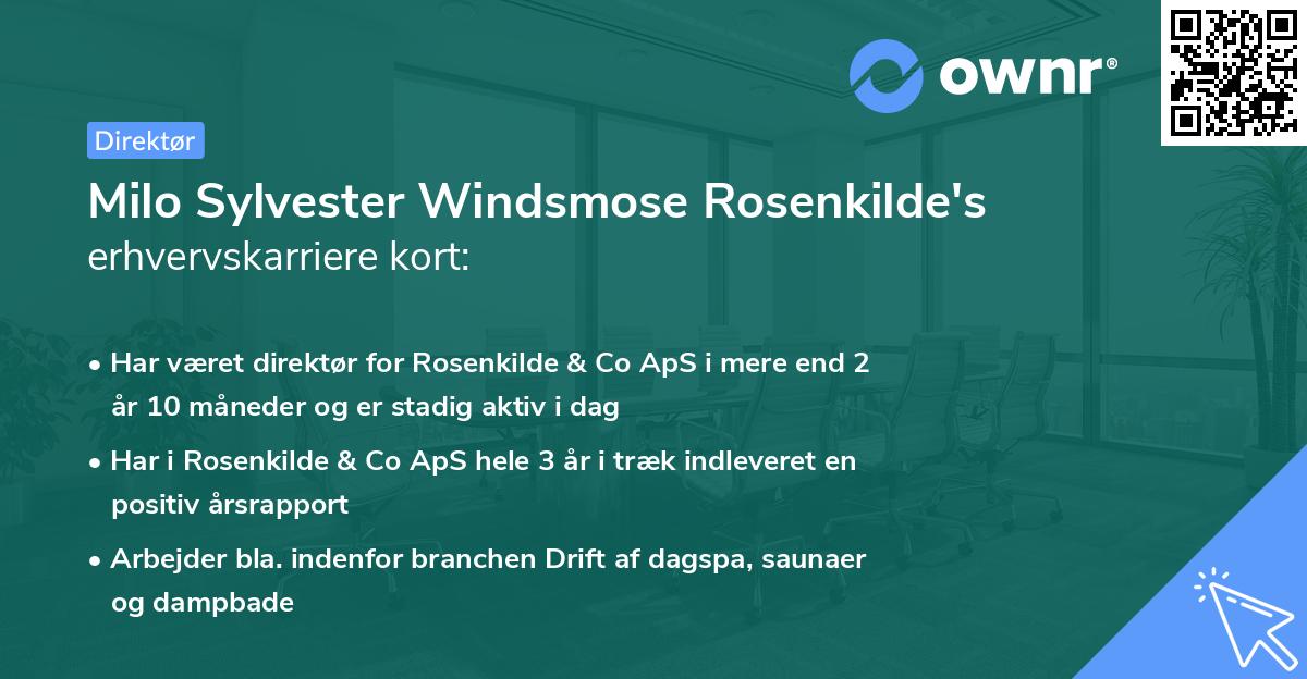 Milo Sylvester Windsmose Rosenkilde's erhvervskarriere kort