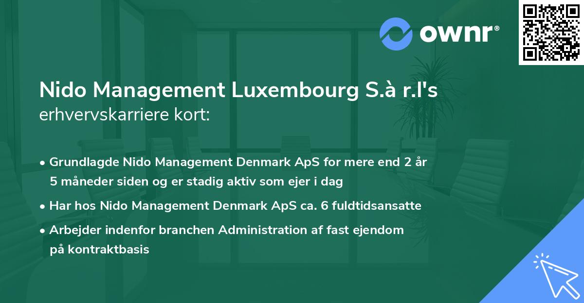 Nido Management Luxembourg S.à r.l's erhvervskarriere kort