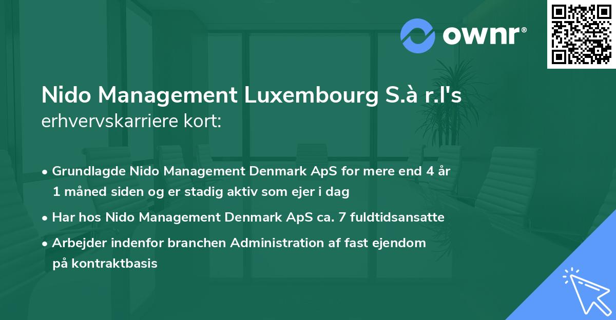 Nido Management Luxembourg S.à r.l's erhvervskarriere kort