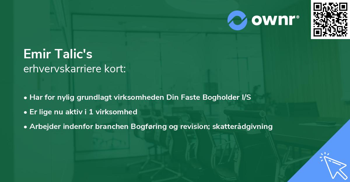 Emir Talic's erhvervskarriere kort